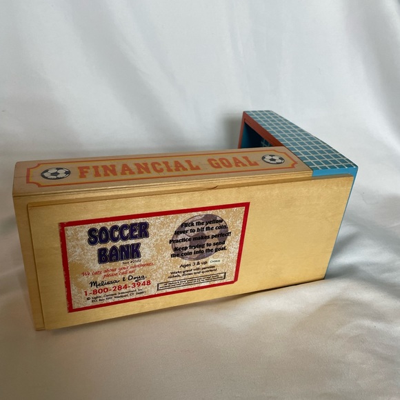 Melissa & Doug Financial Goal Wooden Soccer Coin Piggy Bank NEVER USED - Picture 6 of 10